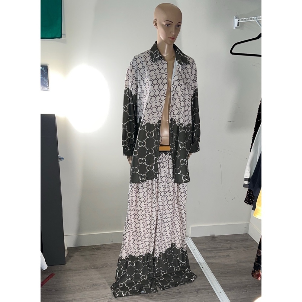 Elegant Black and White Patterned Maxi tops and pants (#51)